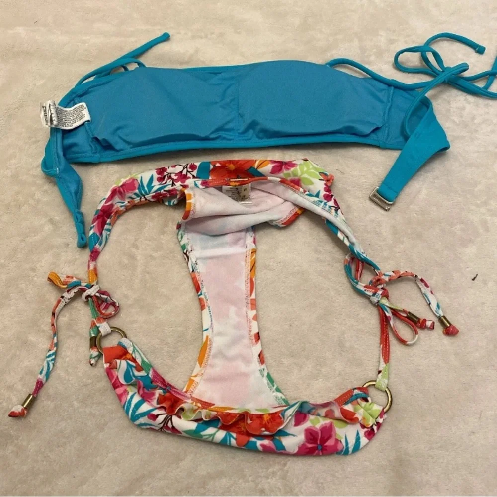 Blue and Floral Bikini Set